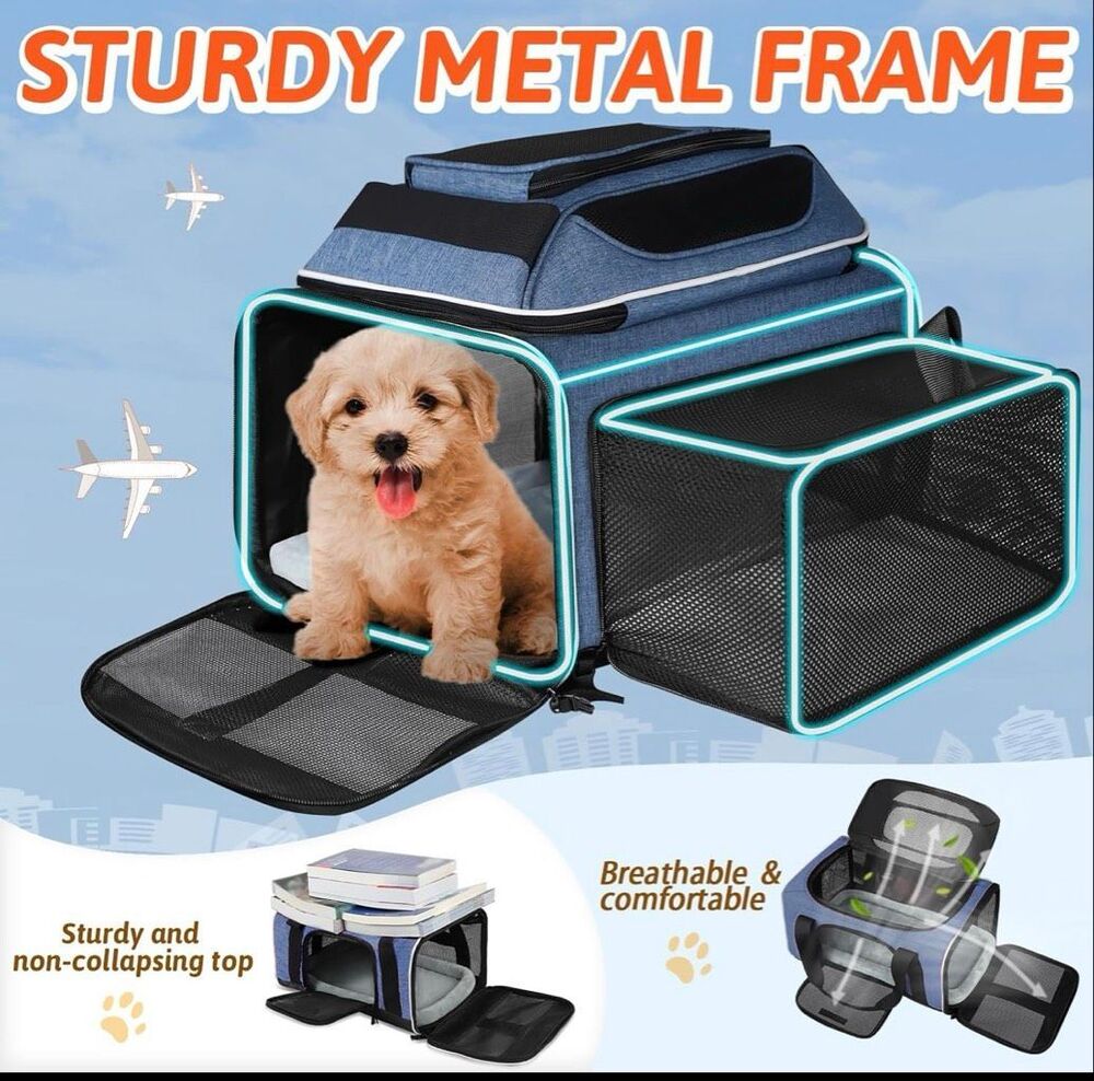 Petskd Top and Side Expandable Pet Carrier 18x11x11 Inches Delta United Airline